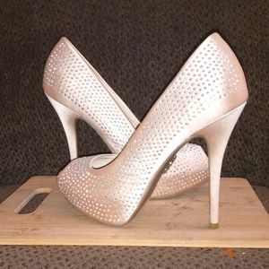 JLo Peep Toe Rhinestone Heels